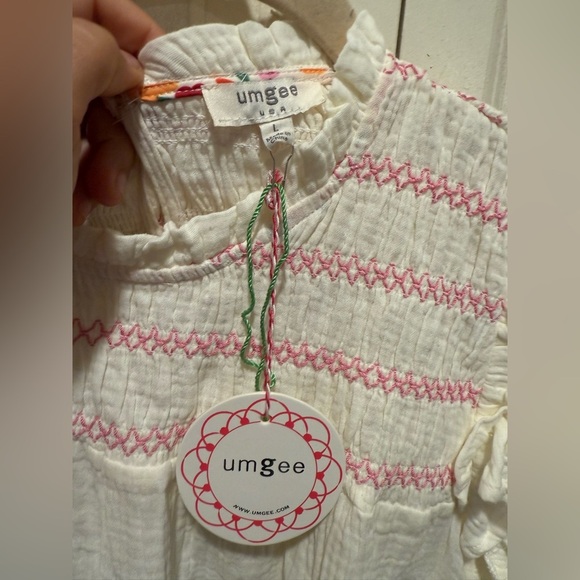 NWT Umgee USA Gauze Smocked Cream Top Boho Casual, Large - Picture 4 of 5